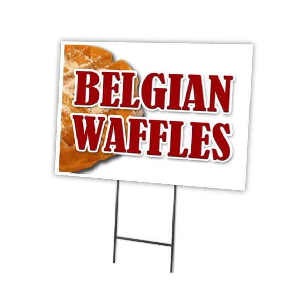 Belgian Waffles Yard Sign & Stake outdoor plastic coroplast window, C-1824 Belgian Waffles